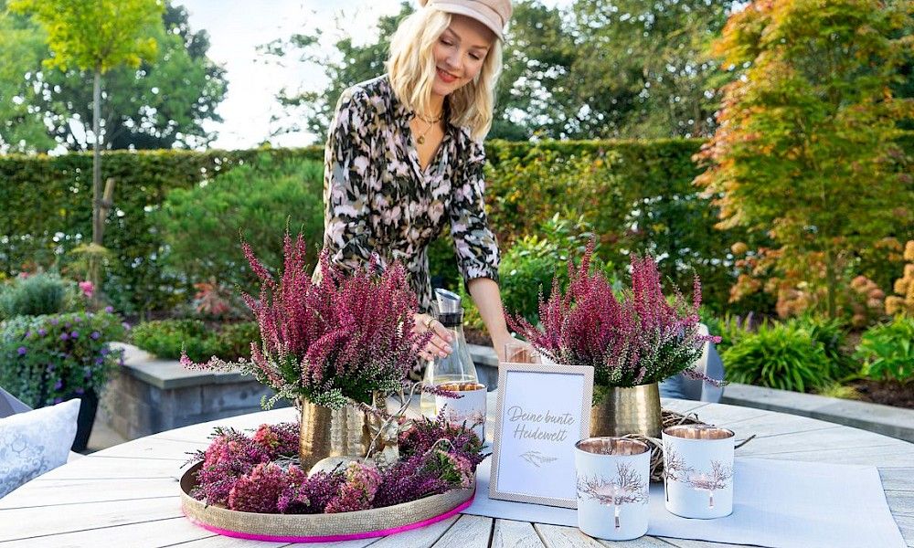 Gardengirls® Knospenheide Tischdekoration für deine Terrasse